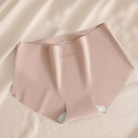 New & Trending  Womens Seamless Underwear Thin Mid Waist  Soft Seamless  Breathable Material  Comfort Fit  Daily Wear  Supportive  for Workout  Leisure  Plus Size Women s Clothing | Beige M