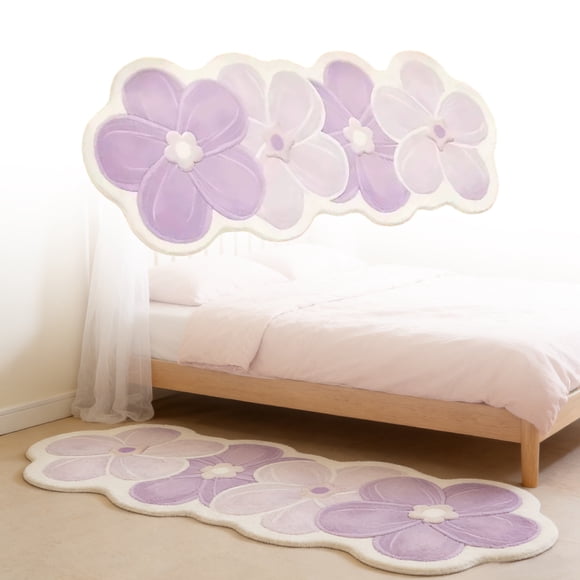 Purple Floral Runner Rug Soft Washable Carpet for Bedroom Living Room Nursery Kids Room Home