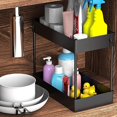 thumbnail image 4 of Under Sink Organizer 2 Tier Under Sink Shelf with 4 Hooks Bathroom and Kitchen Countertop Standing Rack Under Sink Organizer for Bathroom Kitchen, 4 of 7