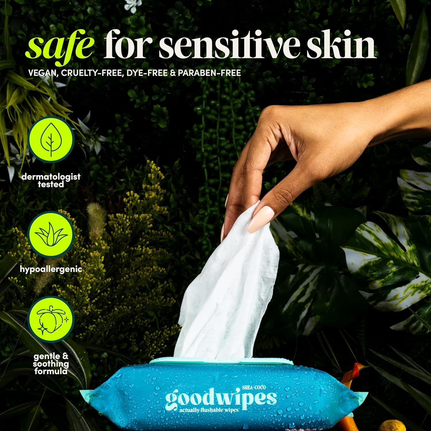 Flushable Butt Wipes - Vitamin E & Aloe - Sewer & Septic Safe - Extra Large Adult Wet Wipes For Women & Men - Bathroom Essentials - Shea-Coco, 153 Count (3 Packs + 3 Individually Wrapped)