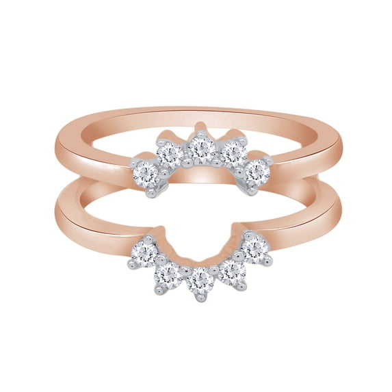 Round Cut White Cubic Zirconia Solitaire Enhancer Guard Ring 10k Rose Gold Ring Size - 8.5