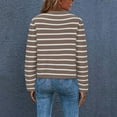 thumbnail image 3 of CKpwisy Women Striped Cardigan Sweaters Soft Comfy Long Sleeve V Neck Knit Cardigans Lightweight Open Front Button Down Sweater Coat, 3 of 4