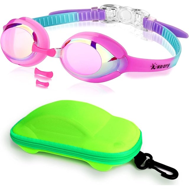 HUGFEGWE Lunettes de Natation pour Enfants pour Tout-Petits, Enfants, Jeunes (3-12), Anti-Buée, Imperméables, Protection UV, Vision Claire, Lunettes pour Piscine Aquatique AZ824-19390