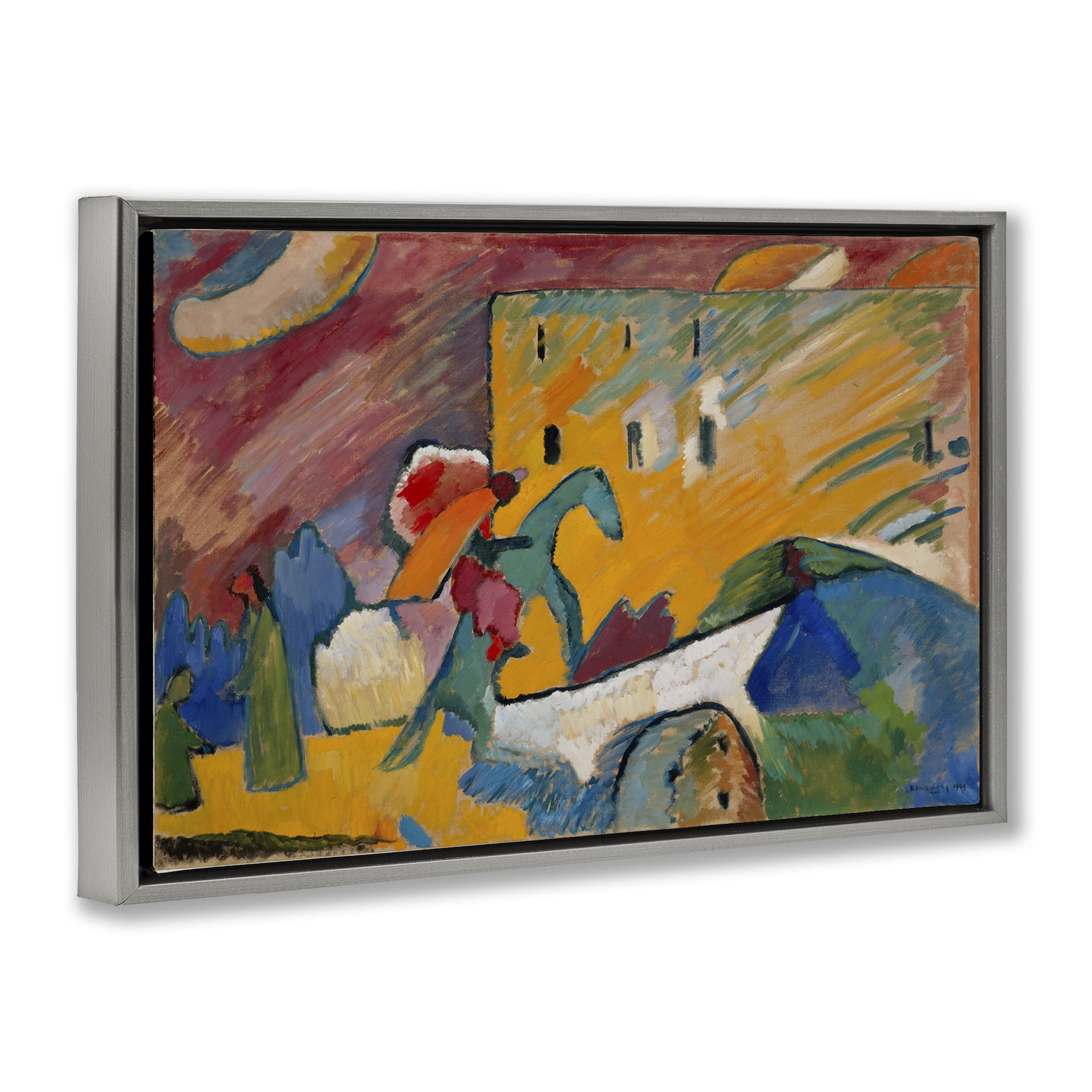 Stupell Industries Kandinsky Improvisation Classic Abstract Painting Gray Floater Framed Canvas Art Print Wall Art, 25 x 17