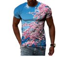 thumbnail image 1 of Nouveaux T-Shirts Graphiques Sakura d'Été pour Unisexe Mode Décontractée Motif Floral Manches Courtes Col Rond Imprimé Tendance Mode Urbaine, 1 of 5
