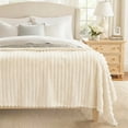 thumbnail image 7 of ROSEKIND Striped Blanket, Premium Faux Fur Touch Ribbed Throw for Sofa and Bed, Cozy Gift for Adults and Friends, 40''x60'', Ivory Cream, 7 of 7