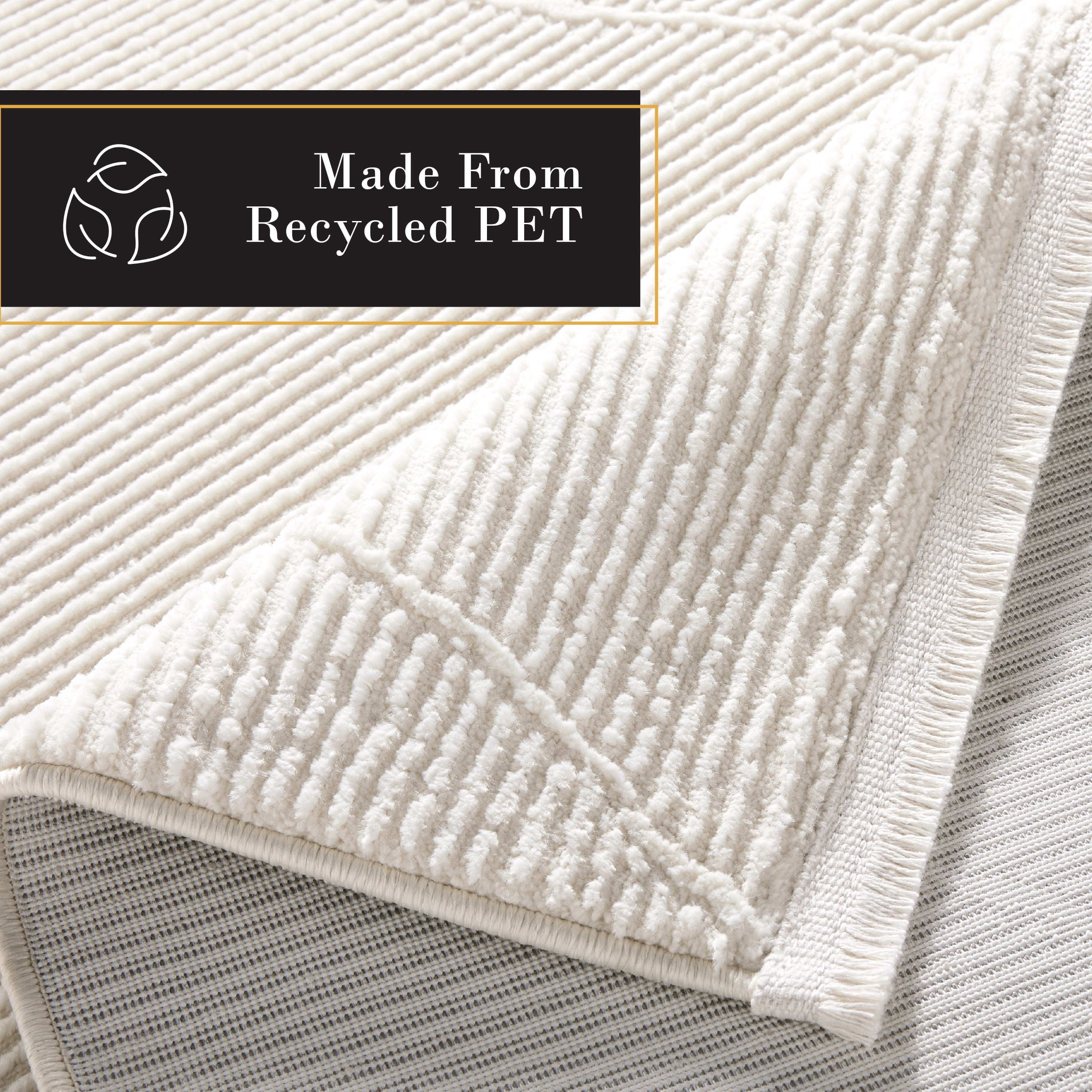 TOWN & COUNTRY LUXE Tretta Contemporary Diamonds Runner Area Rug with Plush High-Low Texture, Ivory, 1'9"x7'2"