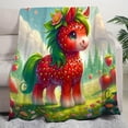 thumbnail image 5 of Cozy Strawberry Unicorn Flannel Throw Blanket Soft Warm & Versatile For Couch Bed Office And Travel, 5 of 6