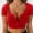 Red, variant on Womens Button Round Neck Slim Tank Top Crop Top Short Sleeve T-Shirt Blouse