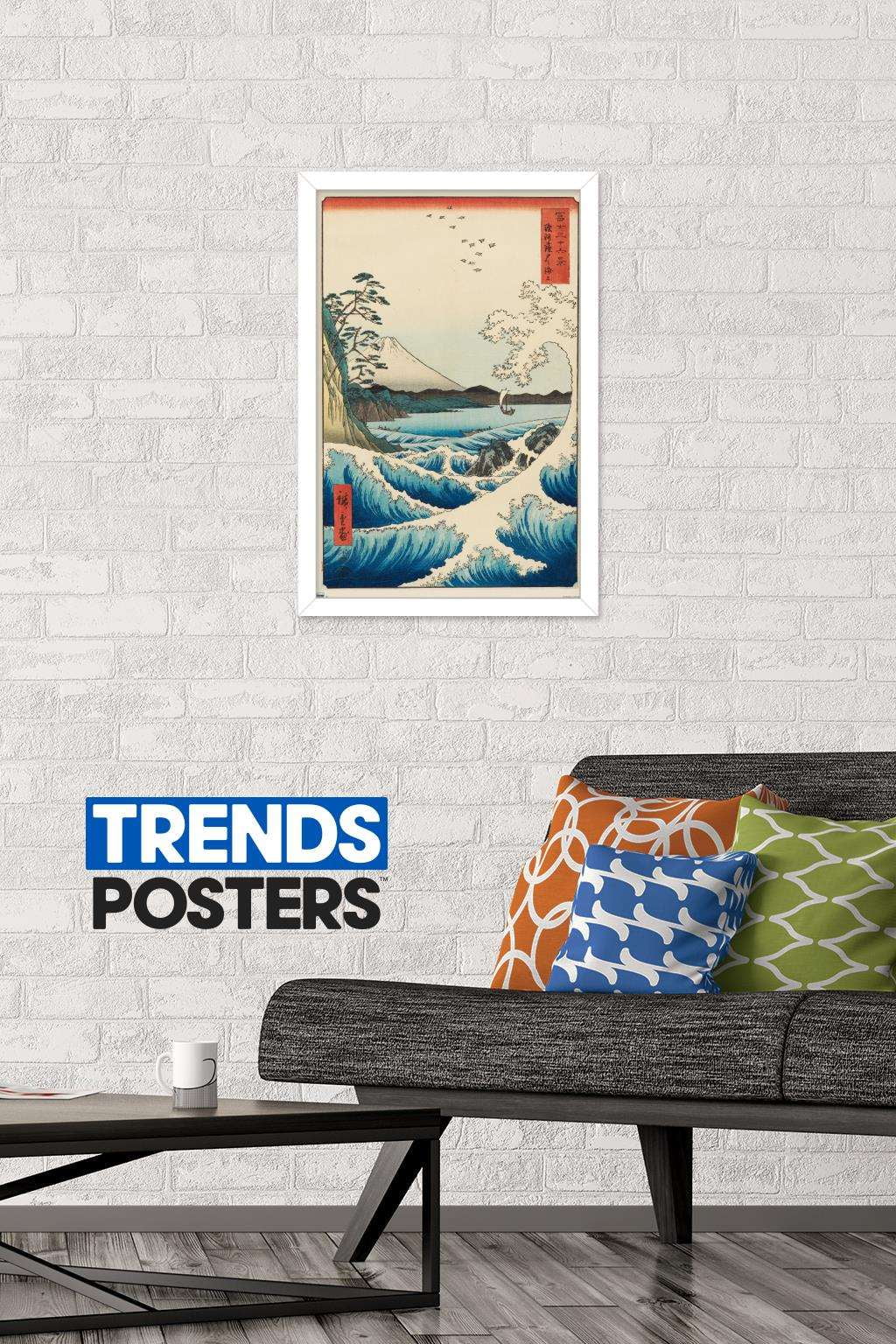 Hiroshige - The Sea at Satta Wall Poster, 14.725" x 22.375", Framed