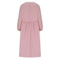 thumbnail image 6 of Elainilye Fashion Women's Dresses Spring and Summer Round-Neck Solid Cotton and Linen Dress with Pocket Long Sleeved Dress,Pink, 6 of 6