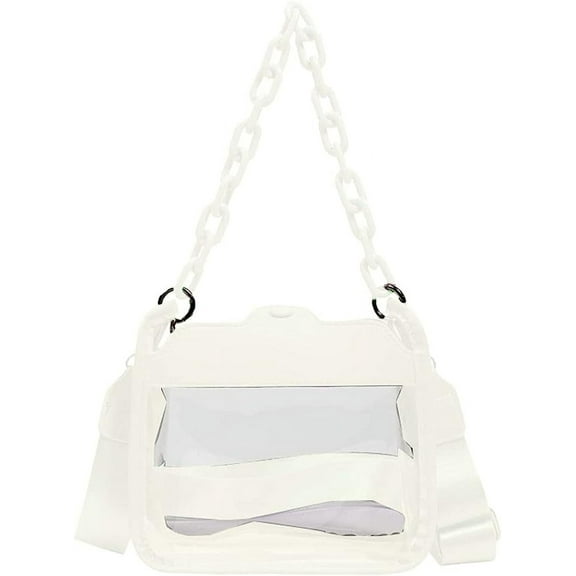 Kukuzhu Clear Tote Bag Purse for Women Fashion Crossbody Shoulder Bag Stadium Approved Small Clear Plastic Handbags for Travel