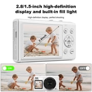 XLURC 5K 80MP Digital Camera for Photography Wifi Dual Screen Vlogging Camera for Youtube Autofocus Travel Camera 18X Digital Zoom with 32GB Card & 2x Battery (White)
