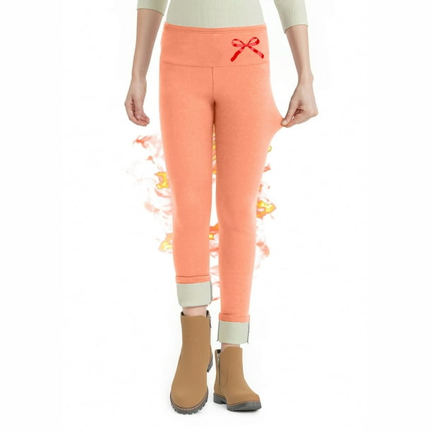 Pantalones largos de moda para niña, pantalones deportivos de cintura alta, pantalones elásticos, leggings con forro polar, pantalones lisos, pantalones de poliéster para niña.