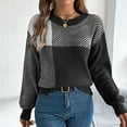 thumbnail image 2 of Ashirexll Pullover Sweaters for Women, Winter Sweaters for Women, Women's Color Block Round Neck Long Sleeve Pullover Knit Sweater Top, 2 of 7
