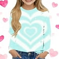 thumbnail image 5 of ATOGUTA Girls Valentines Shirt Kids Crew Neck Basic Tee Tops for Sports Gym Yoga Size 3T-14, Mint Green, 5 of 5