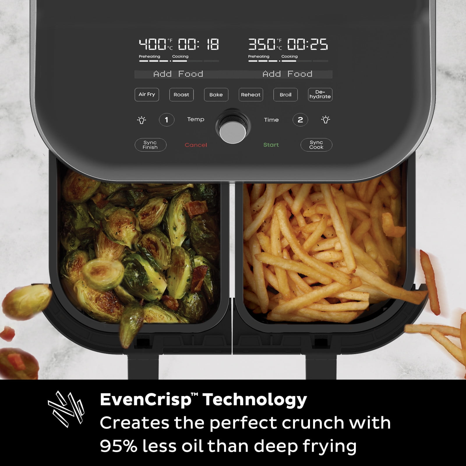 Clear View Two-Basket Air Fryer 9-QT – Foxko