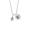 thumbnail image 2 of Delight Jewelry Medium Antiqued Fleur di Lis Silvertone Script Initial Disc - C - Charm Necklace, 20"+3", 2 of 4