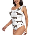 thumbnail image 4 of Balery Dachshund Dog Puppy One Shoulder Swimsuits for Women Ruffle Swimsuits Tummy Control One Shoulder Bathing Suits-X-Large, 4 of 8