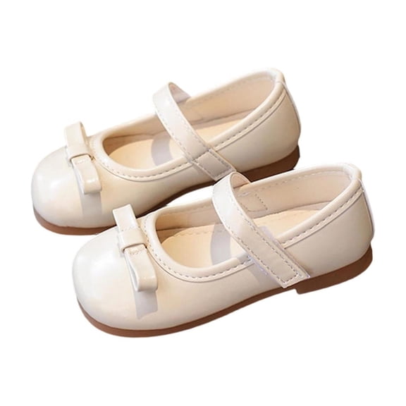 Beige Toddler Girls Casual Closed Toe Loafers Beige Bowknot Design Baby Princess Shoes Pu Leather Flats For Kids