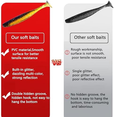 Fishing Soft Plastic Lures, Paddle Tail Swim Baits for Bass Fishing,Paddle Tail Swimbaits for for Bass Trout Walleye Lures, 30/50pcs Soft Plastic Baits with Box