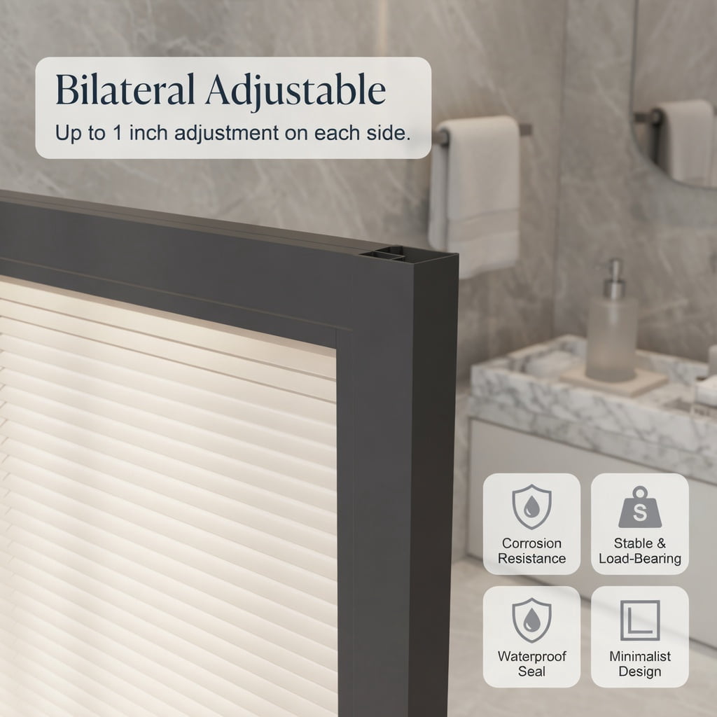 Hommoo 44-48" W x 72" H Pivot Shower Door, 1/4" Thick SGCC-Certified Tempered Glass, Stainless Steel Handle & Aluminum Frame, Reversible Left/Right Installation, Black & Transparent