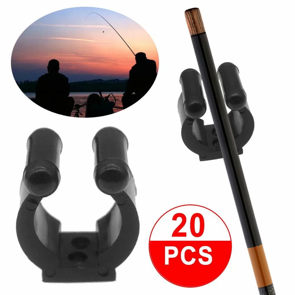 Pack of 20 Wall Mounted Fishing Rod Storage Clips Clamps Holder Rack Organizer, 