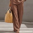 thumbnail image 6 of pstuiky Two Piece Sets for Women Summer Solid Color Cotton Linen Sets Batwing Sleeve V Neck Button Shirts and Wide Leg Pants Set Matching Lounge Set Casual Outfit Coffee,XL, 6 of 9