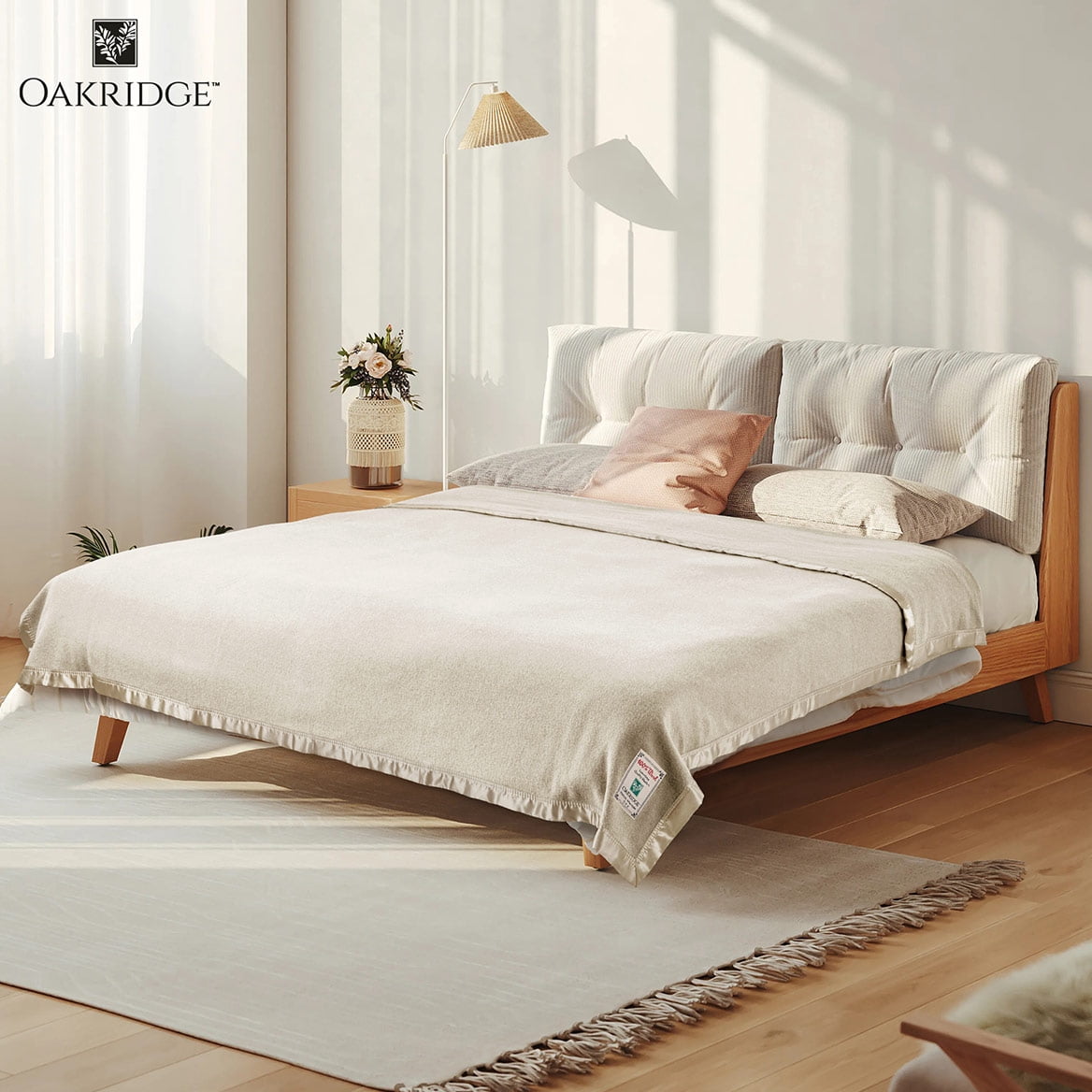 OakRidge Heirloom Merino Wool Blanket – 100% Australian Wool with Vintage Satin Edges – Breathable, Odor-Resistant, All-Season Bedding in King Size – Ivory Cozy Throw for Home or Travel
