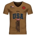 thumbnail image 3 of 250Th Anniversary Men's Summer Graphic V Neck Short Sleeve Everyday Casual Tee Mens 4Th of July Shirt Brown XXXXL, 3 of 6