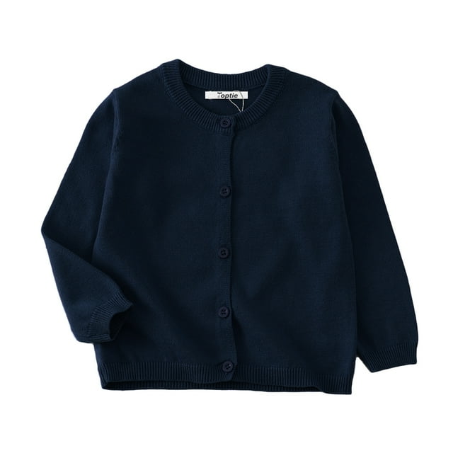 TOPTIE Cardigan d'Uniforme en Coton pour Bébé Fille Tout-Petit - Bleu Marine - 4T