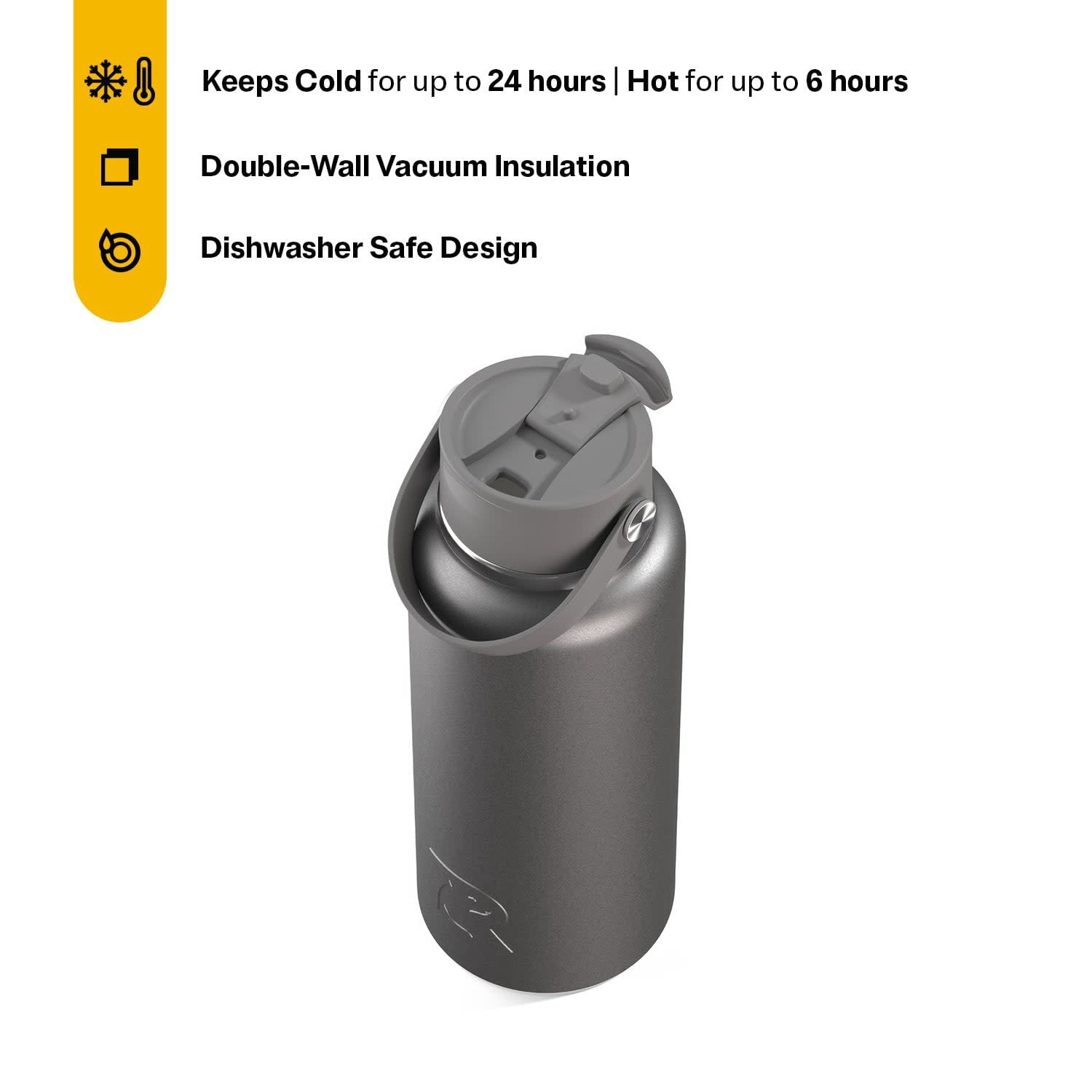RTIC 32 oz Ceramic Lined Insulated Outback Water Bottle, Leak Resistant, Graphite