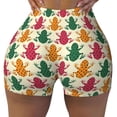 thumbnail image 2 of Fuzoiu Colorful Frogs Print Women's Workout Shorts,Workout Biker Shorts Women,Exercise Fitness Shorts,Scrunch Short, Athletic Shorts for Gym Yoga Running Sport Active-X-Large, 2 of 8