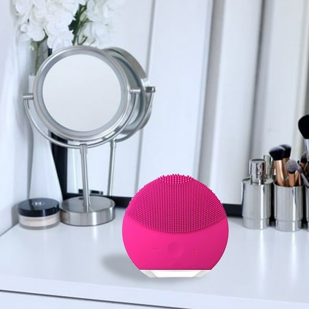 Mini Portable 2 Facial Cleansing Brush Face Sonic Skin Care Wash Device Gentle Exfoliation Waterproof for All Skin Types (Rose (Best Face Wash Brush)