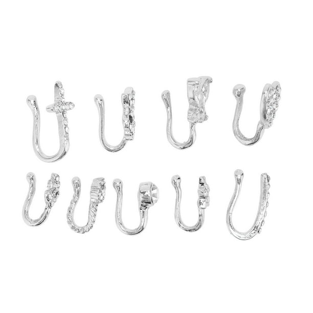 Fake Nose Studs,9 Pcs Fake Nose Fake Nose Rings Non Pierced Nose Clip