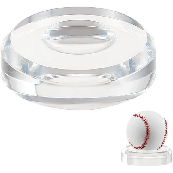 Clear Acrylic Round Display Base with Indented Circle 3 Inch Game Balls Display Holder Sphere Holder Baseball Stands Crystal Round Balls Display Stand for Easter Eggs Stone Golf Ball 1 pc