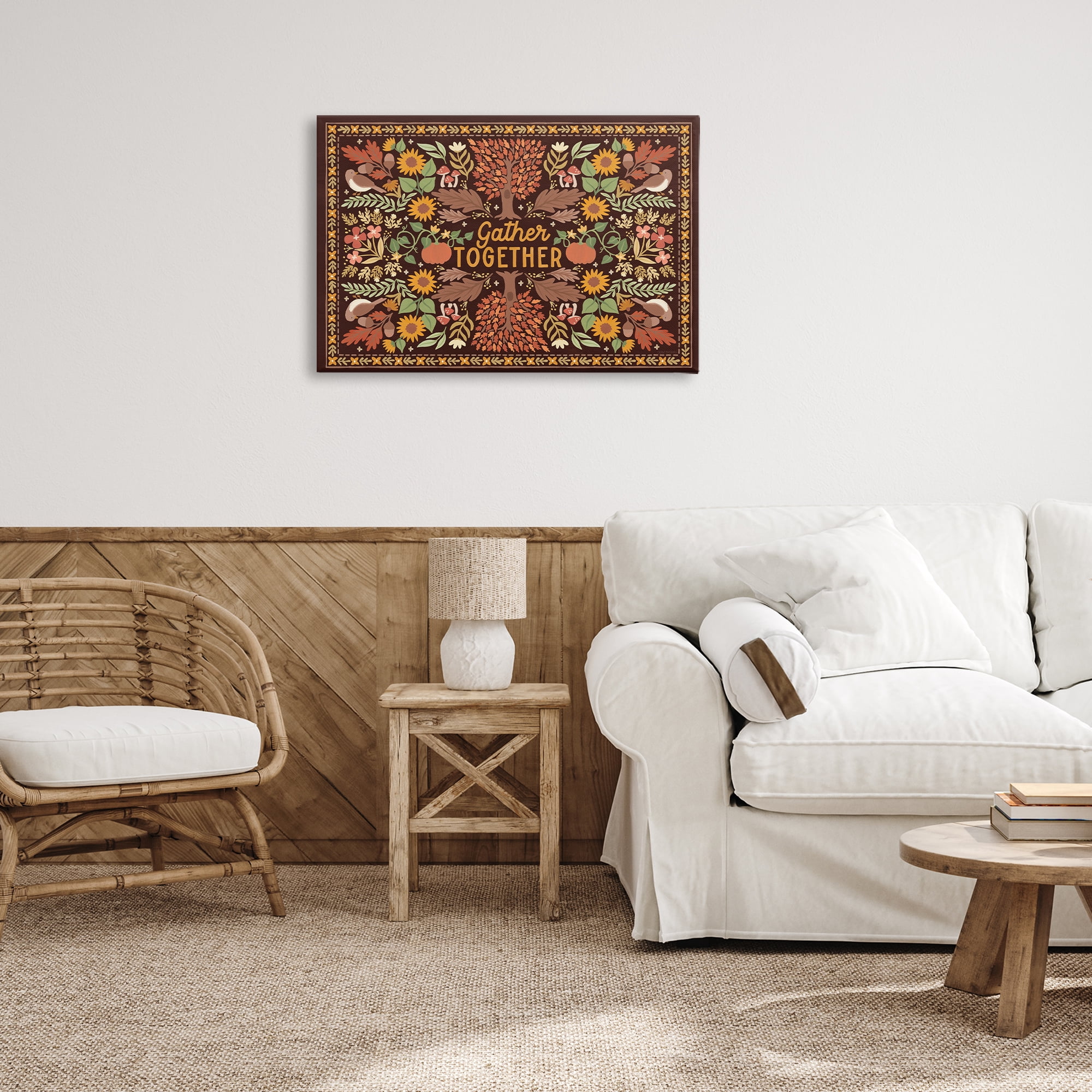Stupell Industries Gather Together on Brown Landscape Painting Gallery Wrapped Canvas Art Prints Wall Art, 30 x 20