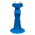 thumbnail image 7 of Gyujnb Off Shoulder Ruffle Flutter Sleeve Lace Maternity Gown Thin Spaghetti Strap Liner Fitted Long Train Formal Dress Elegant Outfit for Maternity Photoshoot Postpartum Party Wear,XL, 7 of 7