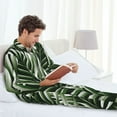 thumbnail image 6 of Hirioo Tropical Palm Leaves1 for Men's Pajama Sets 2 Piece Pjs Men's Long-Sleeved Pajama Set Button Down Sleepwear,S-XXL-Small, 6 of 7