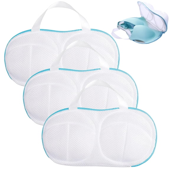 3 Pcs Bra Washing Bags, Bra Mesh Bags for Laundry, Lingerie Bags for Washing Machine, Anti Deformation Underwear Brassiere Bags with Zippers & Handles, Bra Washing Protectors