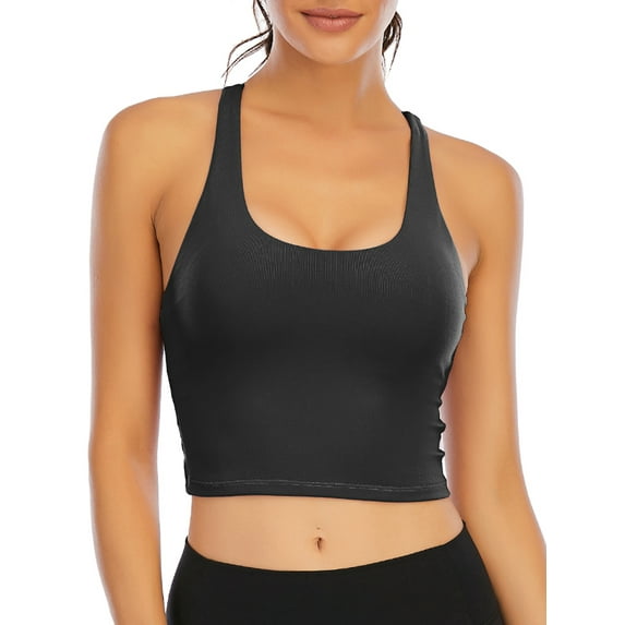 SAYFUT Women's Sports Bra With Removable Padded, Push Up Sports Bra Tube Bra Tops Fitness Workout Running Shirts Yoga Bras Camisole Crop
