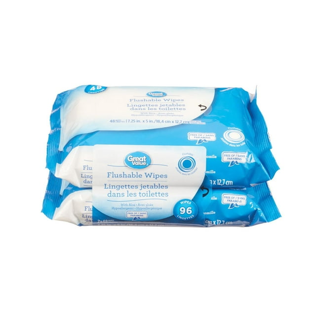 Lingettes jetables dans les toilettes Great Value