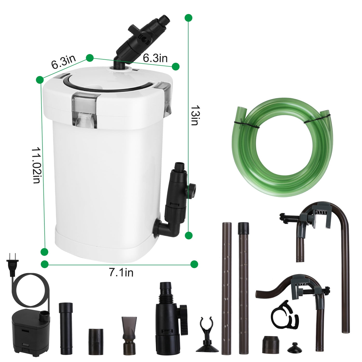 External Canister Filter ,External Filter for Fish Tank 600L/H 6W  35.4in Max Height Easy Installation Silent