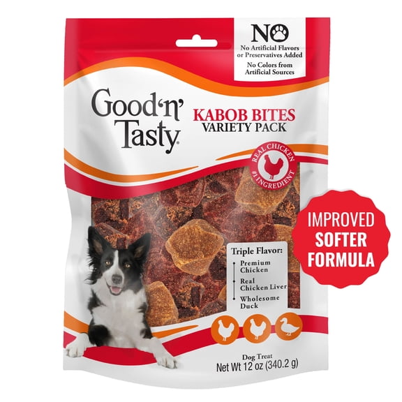 Good 'n' Tasty Kabob Bites Treat for All Dogs New Improved Formula for Softer Texture, 12 oz
