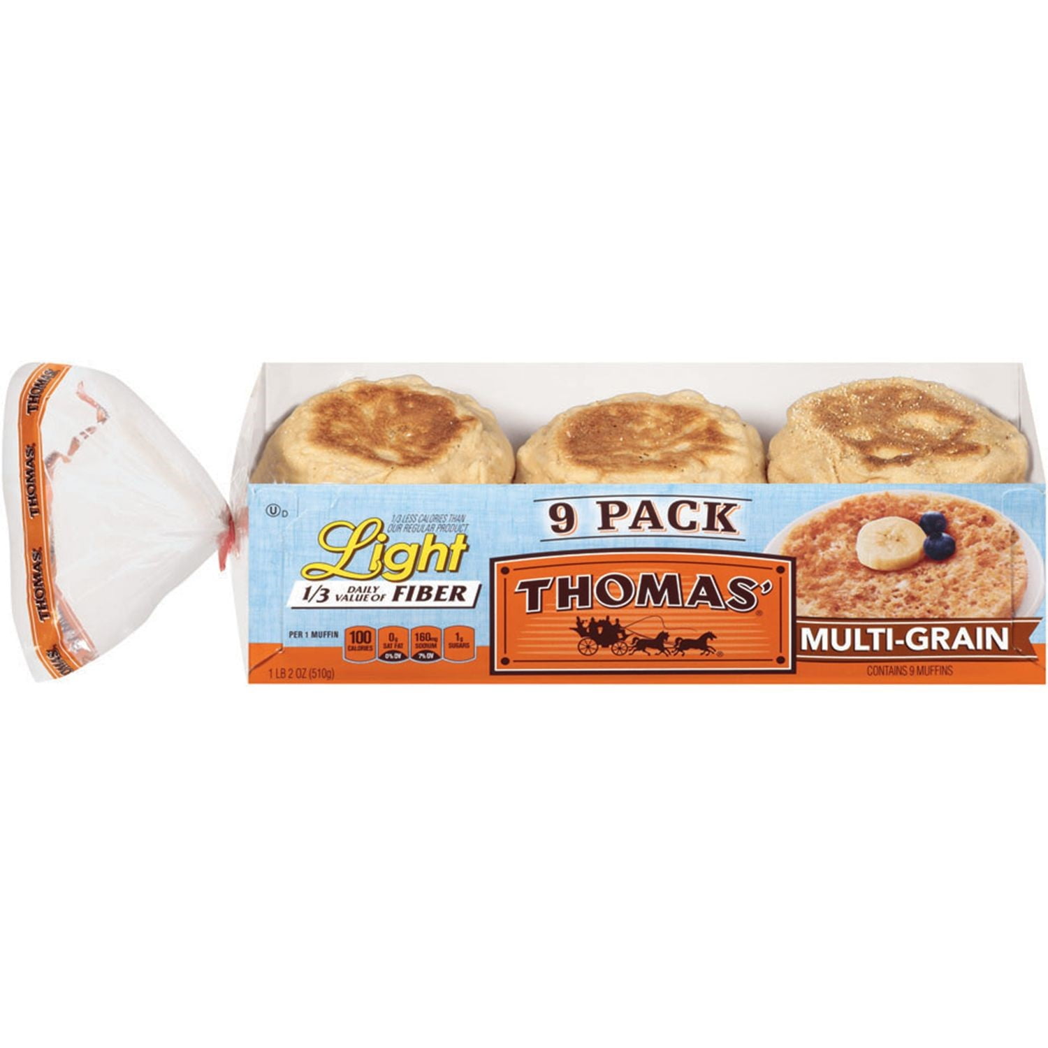 Light Multigrain English Muffin 9 Ct 18 Oz
