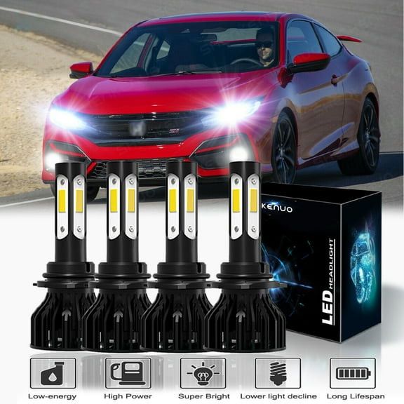 For Honda civic 2004-2015 Headlights,9005 9006 High and Low Beam Bulbs 4pcs
