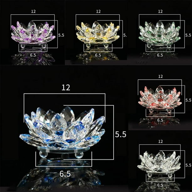 Crystal Glass Lotus Flower Candle Holder Candlestick Home Decor
