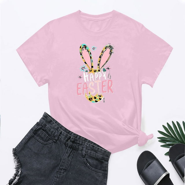 XMMSWDLA Chemises à Manches Courtes Col Rond pour Femmes Mode Été T-Shirt Basique Rose Hauts d'Affaires pour Femmes