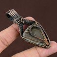 thumbnail image 4 of Natural Owyhee Opal, Moonstone Gemstone Copper Wire Wrap Pendant 2.95", 4 of 5
