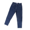 thumbnail image 3 of Pantalones de mujer hasta el tobillo de algodón elástico, pierna recta, cómodos, tiro alto, con bolsillos laterales, azul oscuro 29, 3 of 15
